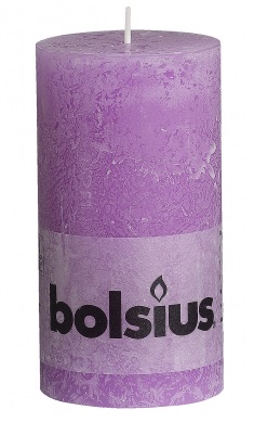 BOLSIUS Świeca metaliczna pieńkowa RUSTIC METALLIC 130/68 mm jasnofioletowy