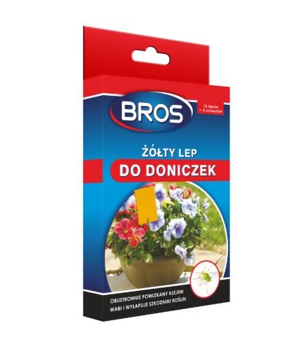 BROS Lep do doniczek żółty na ziemiórki 10 szt