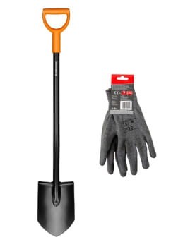 FISKARS Szpadel ostry Solid + rękawice męskie rozm.10