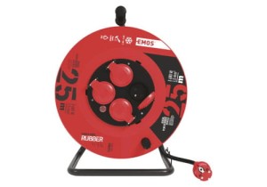 EMOS Przedłużacz zwijany ogrodowy 25 m, 4 gniazda, 230 V, 1,5 mm2 