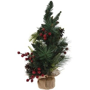 Sztuczna choinka dekoracyjna z szyszkami i jagodami 45cm