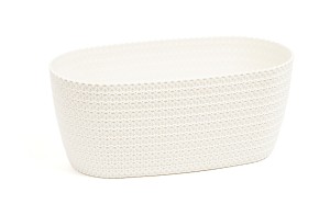Lamela Osłonka na doniczkę owalna Jersey 38 cm kremowa