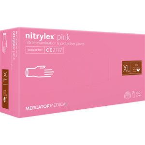 Mercator Rękawice nitrylowe bezpudrowe r. XL różowe