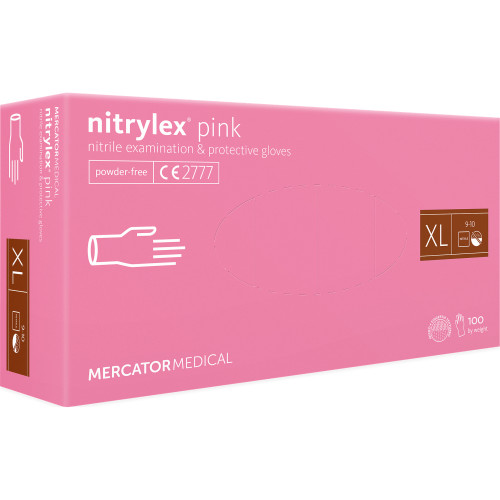 Mercator Rękawice nitrylowe bezpudrowe r. XL różowe