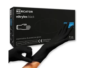 Mercator Rękawice nitrylowe bezpudrowe r. M czarne