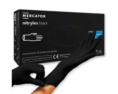 Mercator Rękawice nitrylowe bezpudrowe r. M czarne