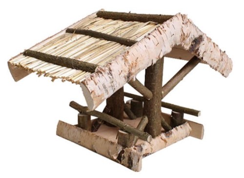TIN TOURS Karmnik dla ptaków z brzozy daszek słomiany TD001