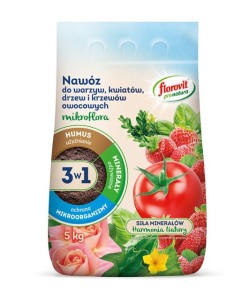 MIKROFLORA 3W1 NAWÓZ DO WARZYW, KWIATÓW, DRZEW I KRZEWÓW OWOCOWYCH 5KG