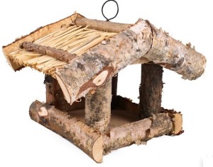 TIN TOURS Drewniany karmnik pokryty słomą 20x24x19 cm