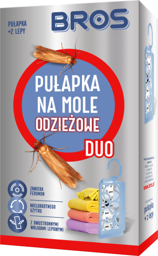 BROS Pułapka na mole odzieżowe DUO + 2 wkłady