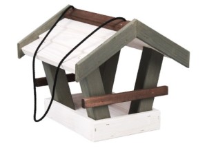 TIN TOURS Duży drewniany karmnik dla ptaków biały 25,5 x 29 x 24,5 cm