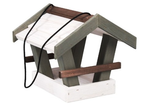 TIN TOURS Duży drewniany karmnik dla ptaków biały 25,5 x 29 x 24,5 cm