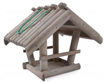 TIN TOURS Drewniany karmnik dla ptaków szary 33x28x27 cm