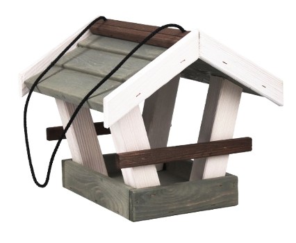 TIN TOURS Duży drewniany karmnik dla ptaków szary 25,5 x 29 x 24,5 cm