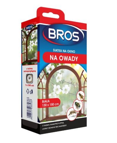 BROS Siatka na okno na owady biała 130x150 cm